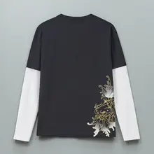 泥棒青い鯉と海浪のデザイン長袖Tシャツ【メンズ・秋冬用】（セットアップ対応）