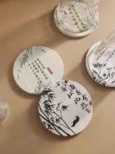 国風書道デザインの陶器製コースター【吸水・ハンドメイド・新中式】