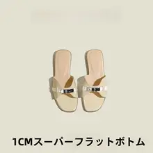 羊皮製のクロコダイル柄フラットサンダル【女性用・金色バックル・夏のビーチに最適】