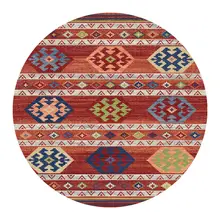 モロッコ製 円形カーペット【リビング・寝室用・アメリカンヴィンテージ・ボヘミアンスタイル・赤いクリスマスカーペット】