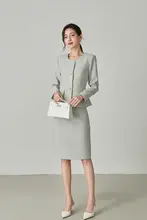 高級感ある小香風上着とタイトスカート【オフィス・ビジネスシーン対応】（セットアップ対応）
