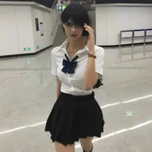 JK制服 スカートセット【チェック柄・タイトフィット・白シャツ・長袖／半袖】