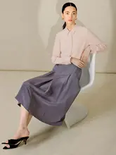 通勤用 長袖シャツ【真絲・春秋用・ゆったりデザイン・半開襟】