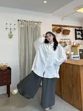 グレーのクルーネックニットベスト【長袖シャツ・春用・ハイウエストワイドパンツ・ボトムス】（セットアップ対応）