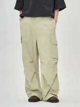 URBAN LOST 24SS アウトドア用 3M吸湿速乾 褶皺 ワイドフィット パラシュートパンツ【フィッ ト・ストレート・カジュアル】