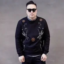 刺繍トンボデザインのプルオーバー長袖パーカー【大きいサイズ・男性用】