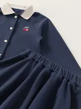 春夏用ヴィンテージ風チェリー刺繍付き女の子用コート＆スカート【翻領・おしゃれデザイン】（セットアップ対応）