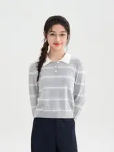 ボタン付きカラーセーター【ストライプデザイン・春用・韓国風】