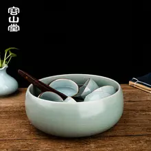 優雅なデザインの陶製茶洗【家庭用・水洗い対応・収納用】