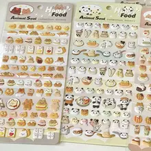 立体カートゥーン動物デコレーションシール【子供用・日記用・猫と食べ物デザイン】