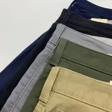 フィットストレートパンツ【カジュアル・男性用・コットン製・カキ色・洗い加工】