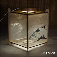 忘忧山デザイン 鶴刺繍入り宮灯スタイル ベッドサイドランプ【おしゃれな提灯・寝室用】
