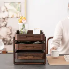 ウォールナット製の多段引き出し収納ボックス【テーブル用・普洱茶・茶具収納】