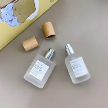 高級ガラス製 50ml 香水瓶【木製キャップ・圧力スプレータイプ・30mlミニボトル付き・携帯便利】