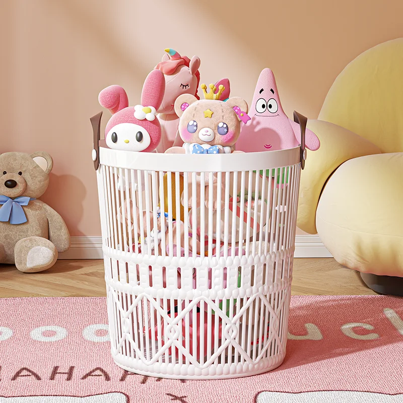 かわいいデザインのぬいぐるみ収納バスケット【特大・大直径・おもちゃ整理用】