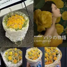 高級シルク布製の黄色いバラ【店舗装飾用・造花・撮影小道具】