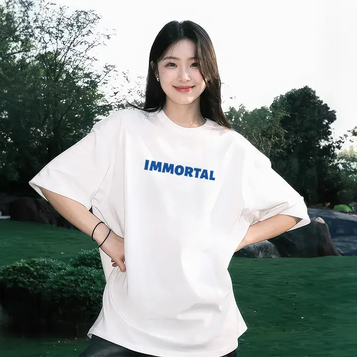 白色のショートスリーブTシャツ【コットン・ルーズフィット・カジュアルスタイル】