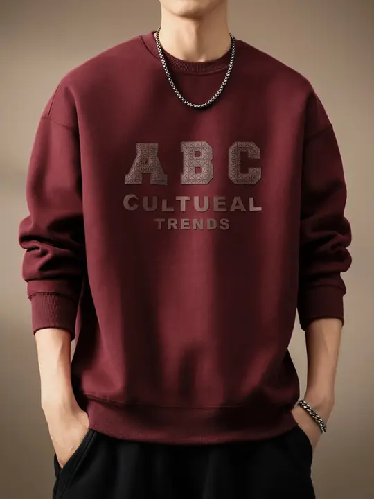 重厚なワインレッドのアメリカンビンテージ風パーカー【ゆったりシルエット・プリントデザイン】