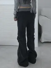 カジュアルなストリートスタイルポケット付きパンツ【コントラストデザイン・ヴィンテージ風・スリムフィット】（セットアップ対応）