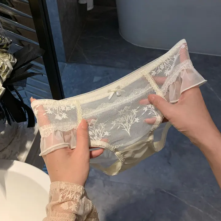 レースメッシュフリル ショーツ【低腰・通気性・セクシーデザイン】