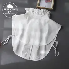 純綿のフリル付きセーター風襟【ハイネック・レディース・花柄装飾】