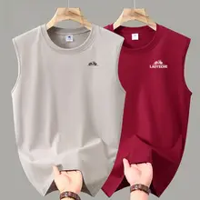 レトロカー無地ノースリーブTシャツ【純綿・メンズ・スポーティー】