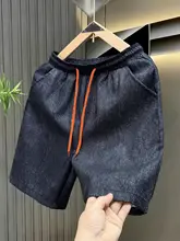 夏用 薄手の通気性のあるカジュアルショートパンツ【デニム風・ストレート・男性用】