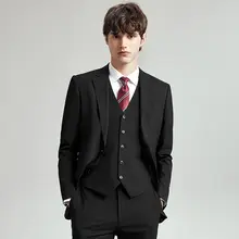 零染黒色新郎用スーツ【ビジネスカジュアル・スリムフィット・三点セット】（セットアップ対応）