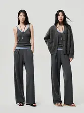 CHANDOOIVY ヘンリーネック長袖シャツ【オーストラリアウール・2枚重ね風デザイン】& エアパンツ【プリーツ加工】