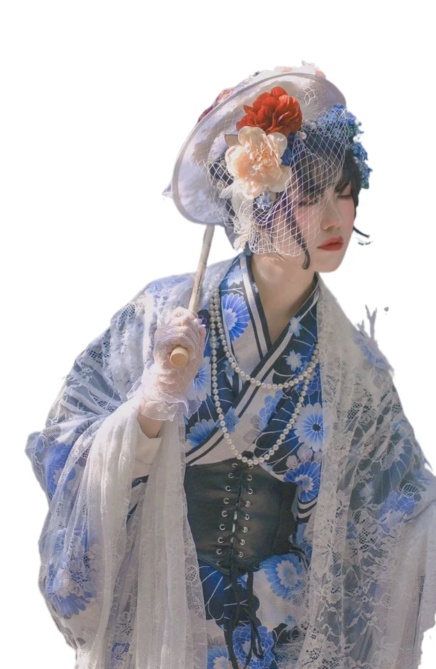 改良和服浴衣【和装・少女用・写真撮影に最適】