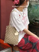 シェルバッグ レディース ハンドメイド かぎ編み シルバー糸 ワンショルダー インスタ映え 「AbbottVINTAGE」