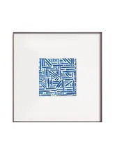 北欧風アートの青いプリント四角形装飾画【アルミニウム合金製・抽象デザイン】