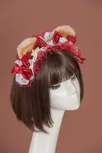 可愛らしいデザイン！ロリータ風 クマの王冠ヘッドアクセサリー【動物モチーフ・ヘアバンド】