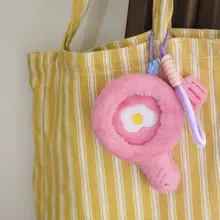 可愛いフライパン型の手持ちミラー【ふわふわ素材・ストラップ付き・化粧用】