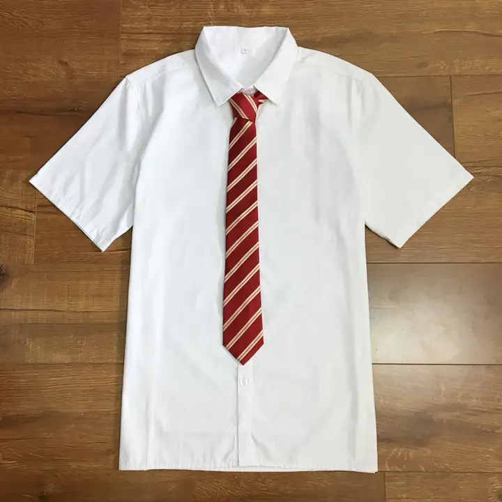 学生用長袖と半袖の制服シャツ【ゆったりサイズ・ユニセックス・学院風】（セットアップ対応）