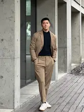 シンプルなビジネスカジュアルジャケット【平驳領・胸ポケット付き】