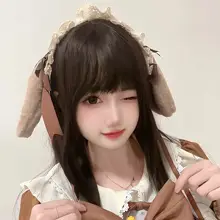 手作りウサギ耳ヘアバンド【ラブリーロリータ・リボン付き】