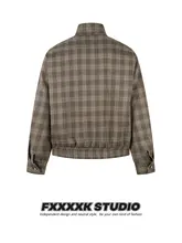 ジャケット チェック柄 スタンドカラー ダブルファスナー ルーズ カジュアル アメカジ ヴィンテージ 「FXK」