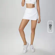 夏用ハイウエスト半身スカート【ヨガ・テニス対応・速乾・高めのスリット・体型カバー】（セットアップ対応）