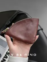 薄型の本革お財布ポーチ【牛革・収納ポケット付き・軽量・女性用】