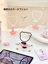 かわいい透明デザインの折りたたみスマホスタンド【テーブル用・クマ型・タブレット対応】
