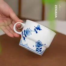 マグカップ コーヒーカップ セラミック チャイナテイスト 手描き 染付 上品 家庭用