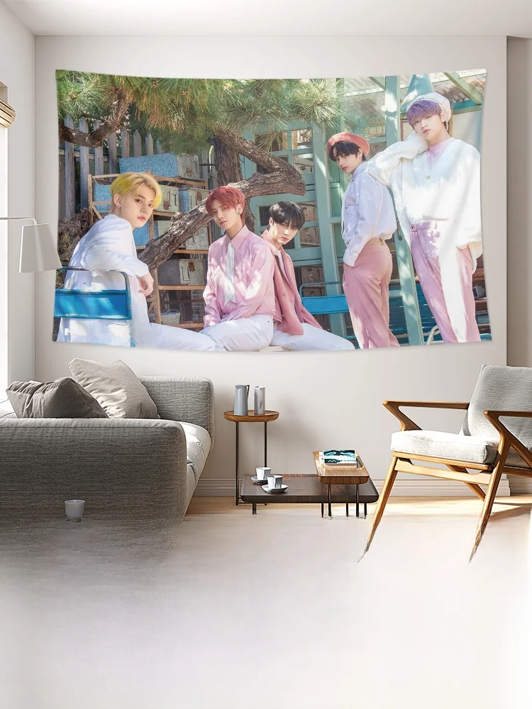 Tomorrow X Together（TXT）ファンクラブ応援用背景布ポスター：韓式インテリアに最適な人物パターン掛け  布