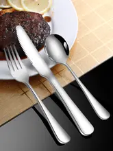 加厚ステンレス製 ステーキナイフフォークスプーンセット【西洋料理用・2点セット・フォーク2本付き】