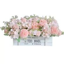 北欧風木製フェンスの造花【テーブルデコレーション・リビング用・花器付き】（セットアップ対応）