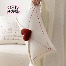 ハート型封筒デザインのクッションカバー【北欧風・ソファ用・リビング・寝室】（セットアップ対応）