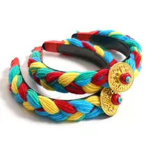 女性用 藏式ヘアアクセサリー【アンティーク風・ヘアバンド・バイカラー】