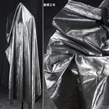 科技感あふれるメタリックグレー反射皮革生地【DIY用・創造的ウィンドブレーカー素材】