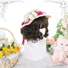 可愛らしい短い巻き髪のロリータウィッグ【全頭タイプ・自然なスタイル・バラデザイン】