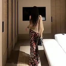 フレアパンツ レディース チュール 水玉柄 シースルー プリント ハイウエスト セクシー 「ChiclyNana」